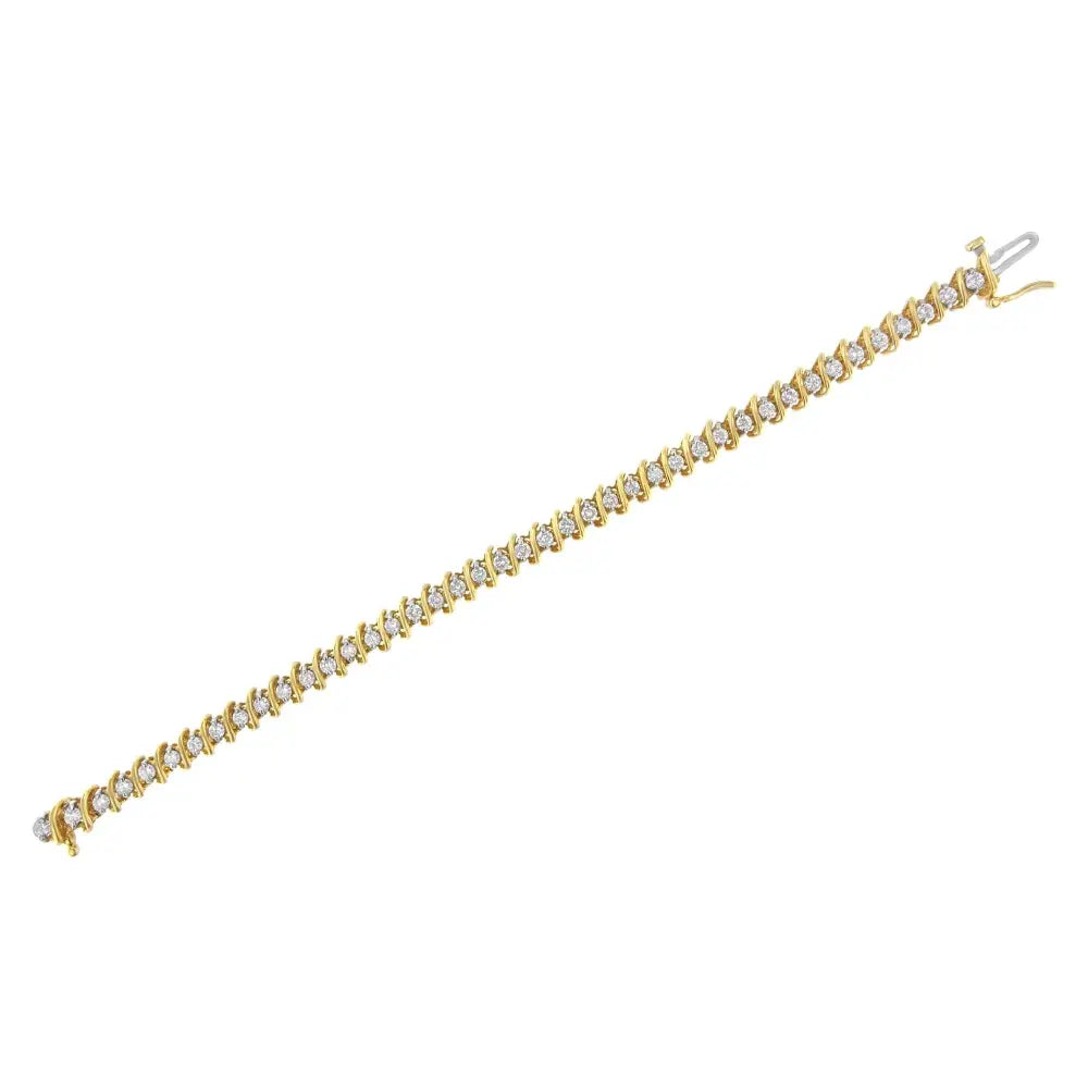 14kt Yellow Gold Diamond S-link Tennis Bracelet (3 Cttw I-j Color I1-i2 Clarity) - Fine Jewelry us Direct