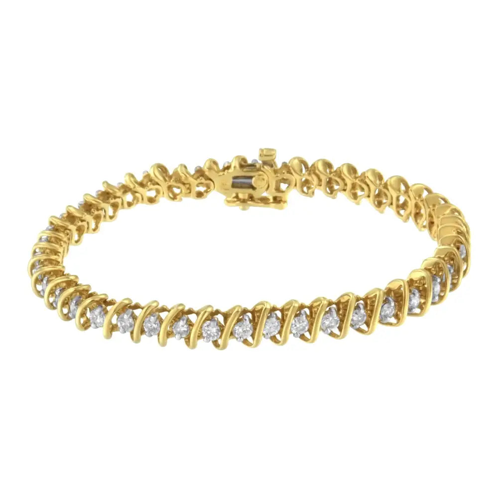 14kt Yellow Gold Diamond S-link Tennis Bracelet (3 Cttw I-j Color I1-i2 Clarity) - Fine Jewelry us Direct