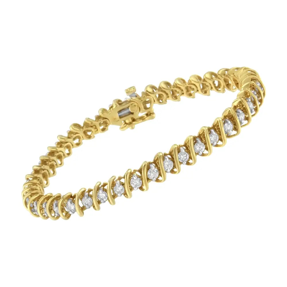 14kt Yellow Gold Diamond S-link Tennis Bracelet (3 Cttw I-j Color I1-i2 Clarity) - Fine Jewelry us Direct