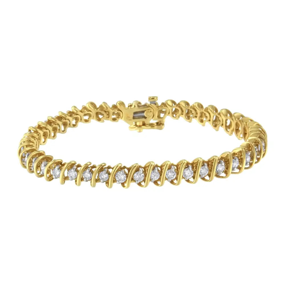 14kt Yellow Gold Diamond S-link Tennis Bracelet (3 Cttw I-j Color I1-i2 Clarity) - Fine Jewelry us Direct