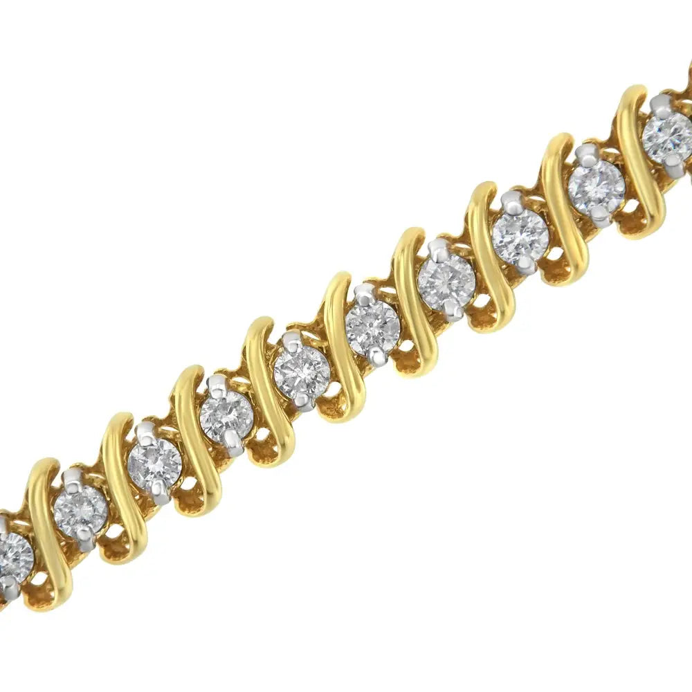 14kt Yellow Gold Diamond S-link Tennis Bracelet (3 Cttw I-j Color I1-i2 Clarity) - Fine Jewelry us Direct