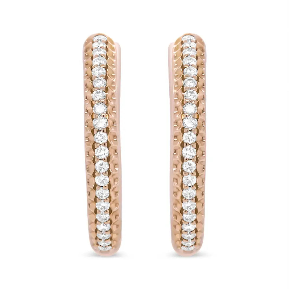 18k Rose Gold 1/3 Cttw Round Cut Diamond Hoop Earrings (f-g Color Vs1-vs2 Clarity) - Fine Jewelry us Direct