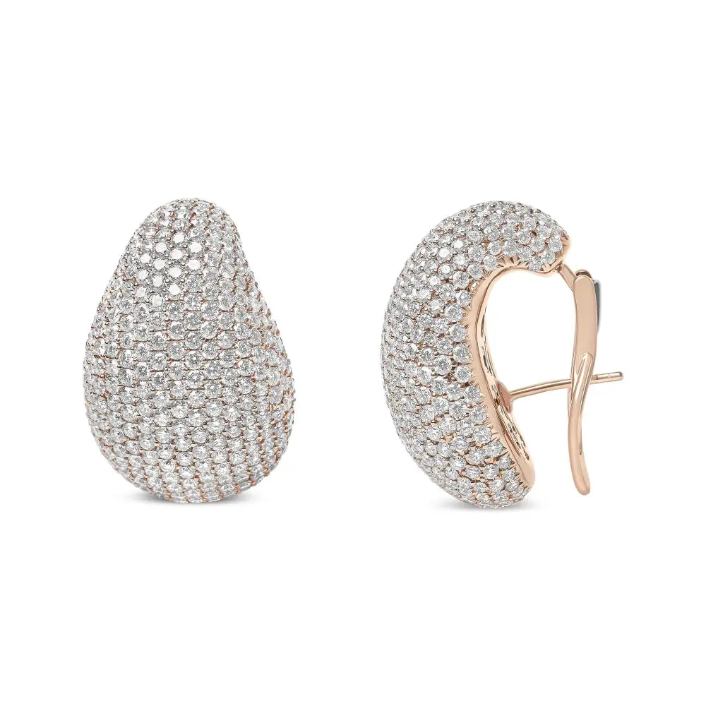 18k Rose Gold 13 1/5 Cttw Micro-pave Diamond Sculptural Design Statement Omega Back Earrings (g-h Color Si1-si2