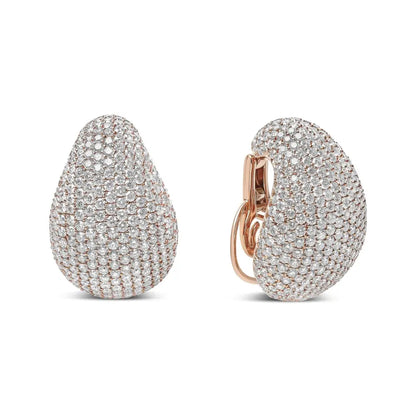 18k Rose Gold 13 1/5 Cttw Micro-pave Diamond Sculptural Design Statement Omega Back Earrings (g-h Color Si1-si2