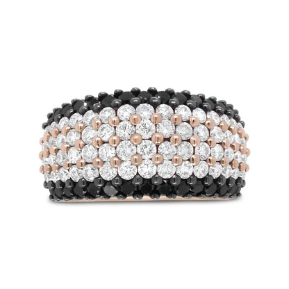 18k Rose Gold 2 1/5 Cttw Black and White Diamond 6 Row Band Ring (f-g Color Vs1-vs2 Clarity) - Fine Jewelry us Direct