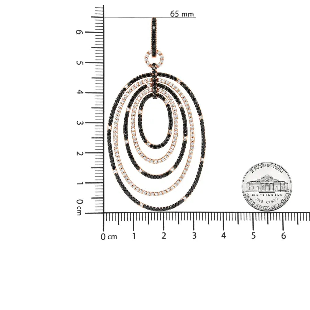 18k Rose Gold 5.00 Cttw Round Black and White Diamond Graduated Hoop Dangle Earrings (black F-g Color Vs1-vs2 Clarity)