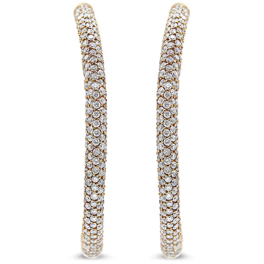 18k Rose Gold 6.90 Cttw Pave Set Diamond Inside out Eternity Hoop Earrings (f-g Color Vs1-vs2 Clarity) - Fine Jewelry