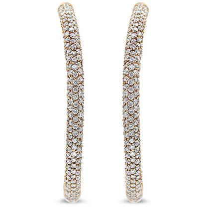 18k Rose Gold 6.90 Cttw Pave Set Diamond Inside out Eternity Hoop Earrings (f-g Color Vs1-vs2 Clarity) - Fine Jewelry