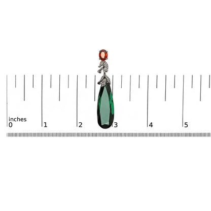 18k White Gold 1/2 Cttw Diamond and Green Quartz Art Deco Inspired 2 1/3’’ Inch Drop Dangle Earrings (f-g Color