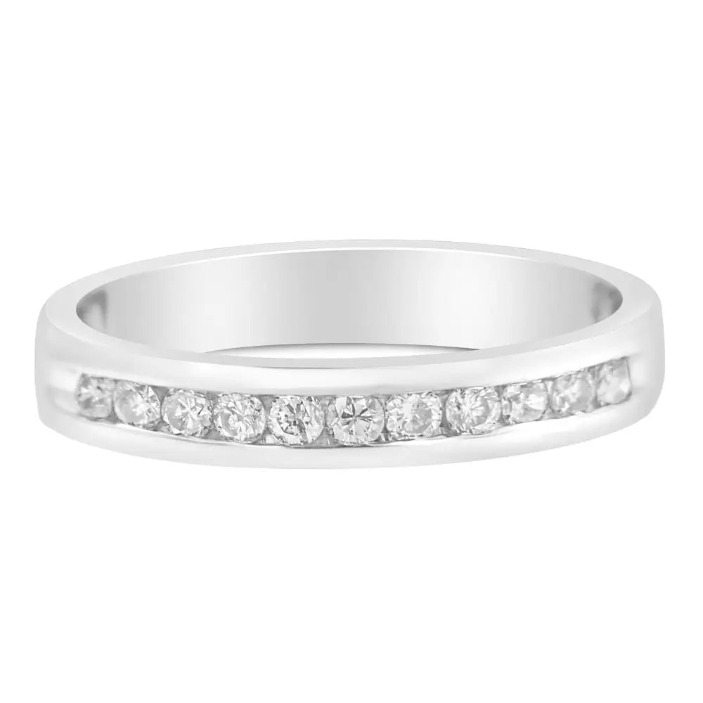 18k White Gold 1/4 Cttw Channel Set Brilliant Round-cut Diamond Classic 11 Stone Wedding Band Ring (e-f Color I1-i2