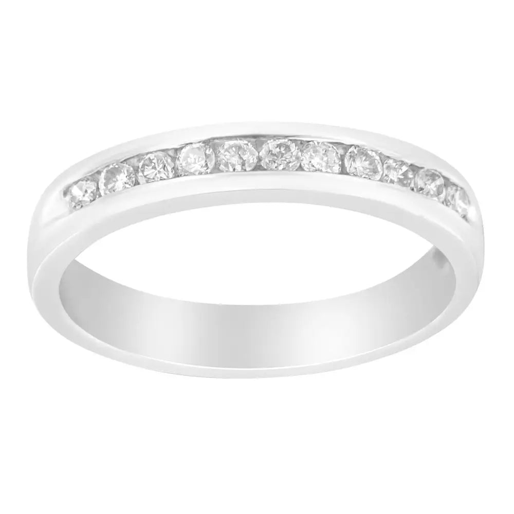 18k White Gold 1/4 Cttw Channel Set Brilliant Round-cut Diamond Classic 11 Stone Wedding Band Ring (e-f Color I1-i2