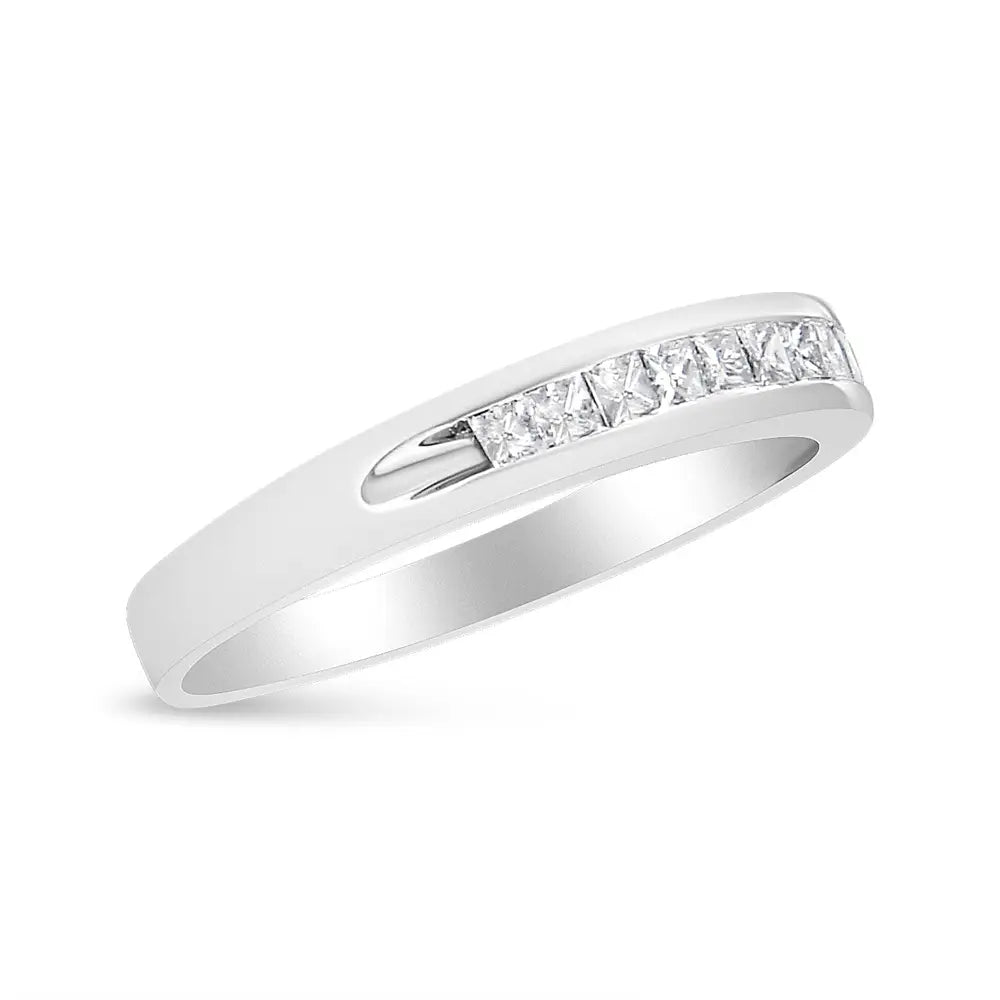 18k White Gold 1/4 Cttw Channel Set Princess-cut Diamond Classic 11 Stone Band Ring (e-f Color I1-i2 Clarity) - Fine