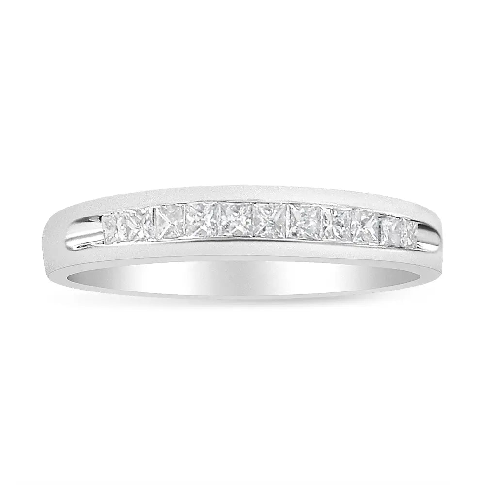 18k White Gold 1/4 Cttw Channel Set Princess-cut Diamond Classic 11 Stone Band Ring (e-f Color I1-i2 Clarity) - Fine