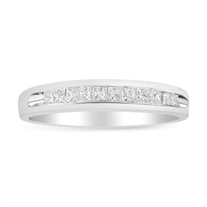 18k White Gold 1/4 Cttw Channel Set Princess-cut Diamond Classic 11 Stone Band Ring (e-f Color I1-i2 Clarity) - Fine