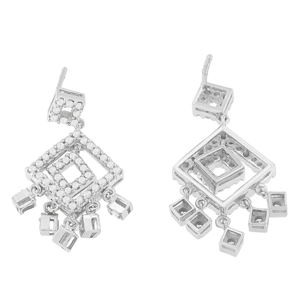 18k White Gold 1 Cttw Diamond Dangle Earrings (h-i I1-i2) - Fine Jewelry us Direct