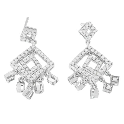 18k White Gold 1 Cttw Diamond Dangle Earrings (h-i I1-i2) - Fine Jewelry us Direct