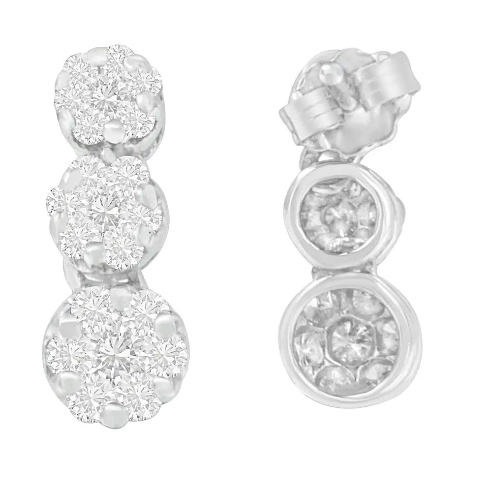 18k White Gold 1 Cttw Round Cut Diamond Earrings (h-i Si2-i1) - Fine Jewelry us Direct