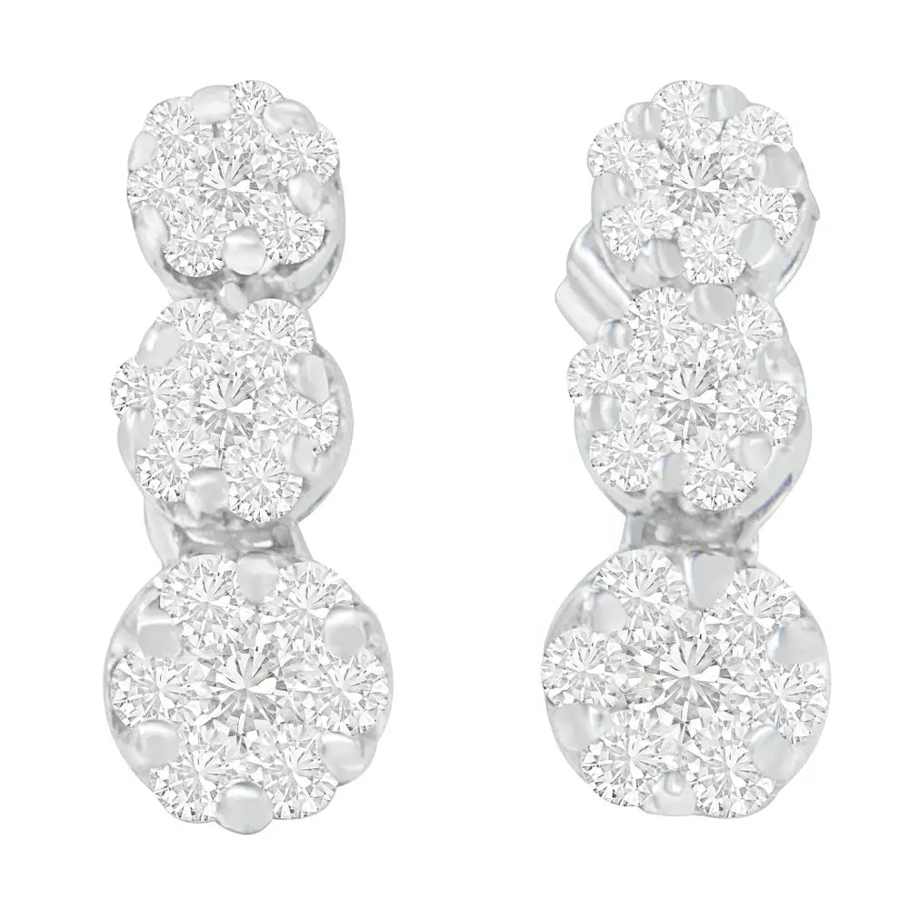 18k White Gold 1 Cttw Round Cut Diamond Earrings (h-i Si2-i1) - Fine Jewelry us Direct