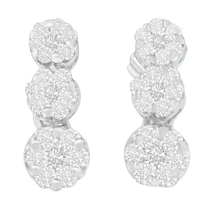 18k White Gold 1 Cttw Round Cut Diamond Earrings (h-i Si2-i1) - Fine Jewelry us Direct