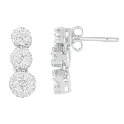 18k White Gold 1 Cttw Round Cut Diamond Earrings (h-i Si2-i1) - Fine Jewelry us Direct