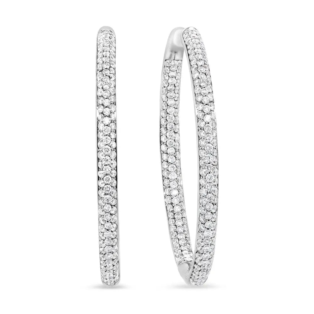 18k White Gold 2.00 Cttw Round-cut Diamond Inner-outer Hoop Earrings (f-g Color Vs1-vs2 Clarity) - Fine Jewelry