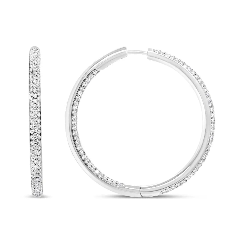 18k White Gold 2.00 Cttw Round-cut Diamond Inner-outer Hoop Earrings (f-g Color Vs1-vs2 Clarity) - Fine Jewelry