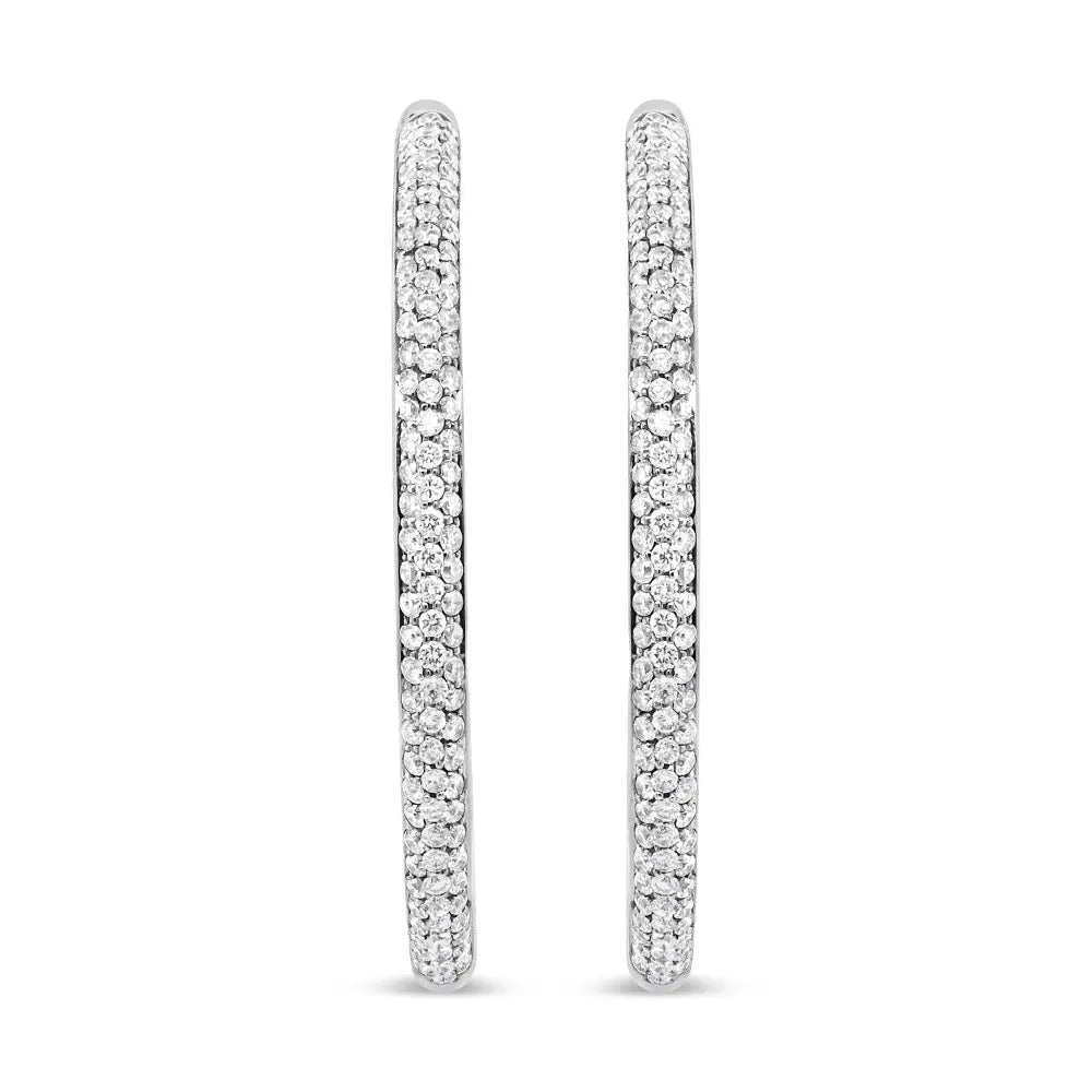 18k White Gold 2.00 Cttw Round-cut Diamond Inner-outer Hoop Earrings (f-g Color Vs1-vs2 Clarity) - Fine Jewelry