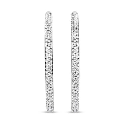 18k White Gold 2.00 Cttw Round-cut Diamond Inner-outer Hoop Earrings (f-g Color Vs1-vs2 Clarity) - Fine Jewelry