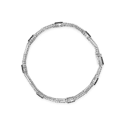 18k White Gold 2 3/4 Cttw Diamond and 3x3mm Sapphire Double Row Link Bracelet (g-h Color Vs1-vs2 Clarity) - 7’’