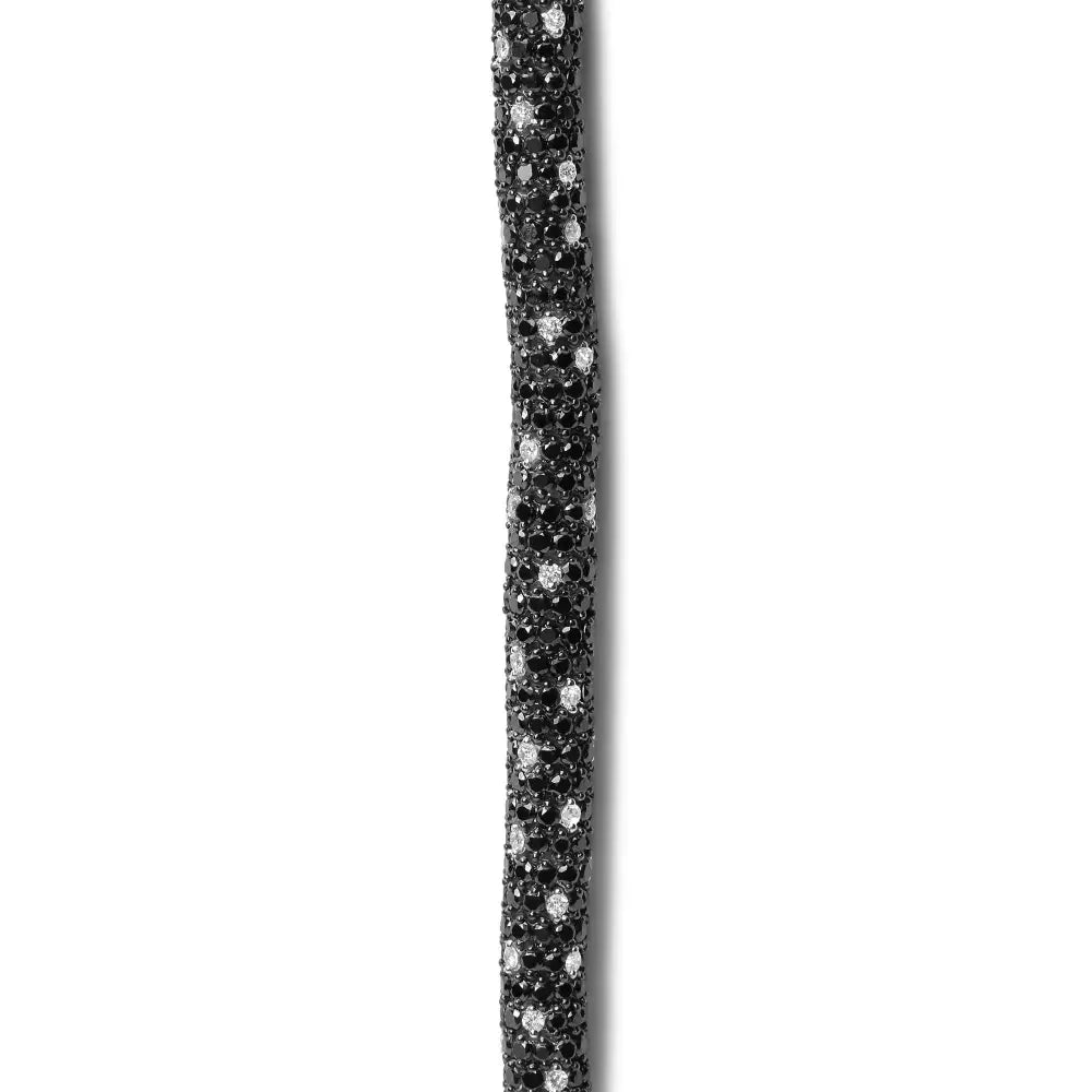 18k White Gold 20.0 Cttw Black and Pave Set Diamond Eternity Snake Skin Style Tennis Bracelet (black G-h Color Si1-si2