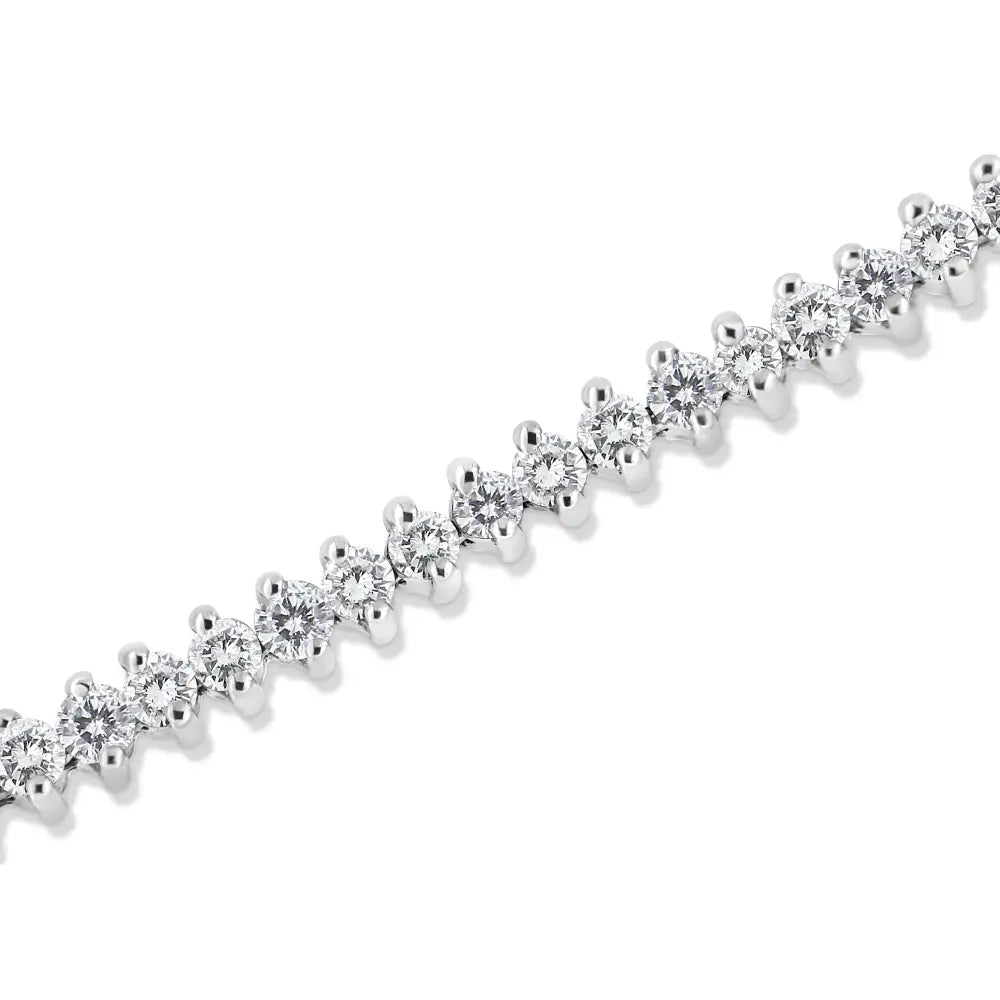 18k White Gold 3.00 Cttw 2 Prong Set Round Brilliant Diamond Link Tennis Bracelet (h-i Color I2-i3 Clarity) - 7’’