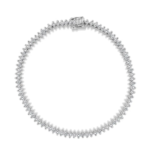 18k White Gold 3.00 Cttw 2 Prong Set Round Brilliant Diamond Link Tennis Bracelet (h-i Color I2-i3 Clarity) - 7’’