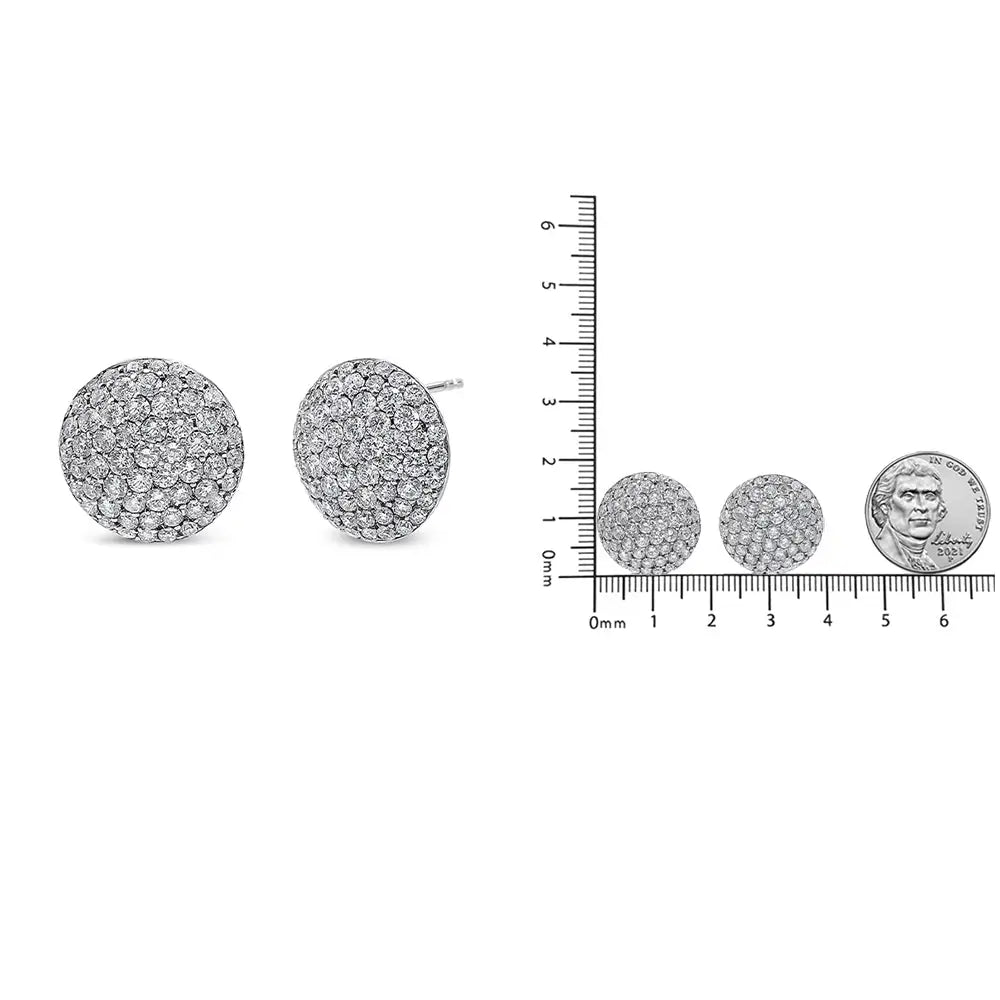 18k White Gold 3 1/2 Cttw Shared Prong Set Diamond Cluster Composite Disc Stud Earrings (f-g Color Vs1-vs2 Clarity)