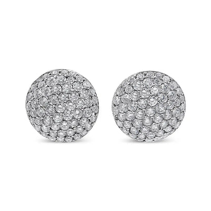 18k White Gold 3 1/2 Cttw Shared Prong Set Diamond Cluster Composite Disc Stud Earrings (f-g Color Vs1-vs2 Clarity)