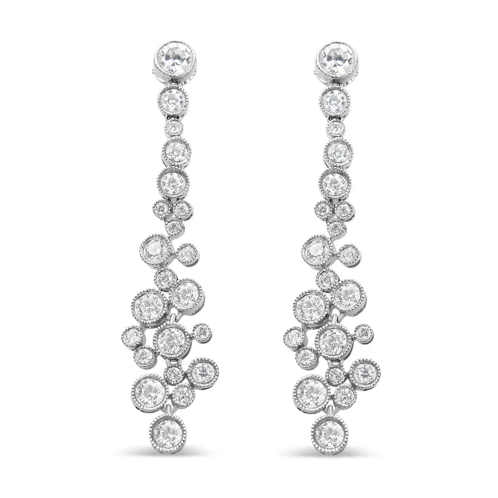 18k White Gold 3.15 Cttw Round Diamond Waterfall Drop Dangle Stud Earrings (h-i Color Vs1-vs2 Clarity) - Fine Jewelry