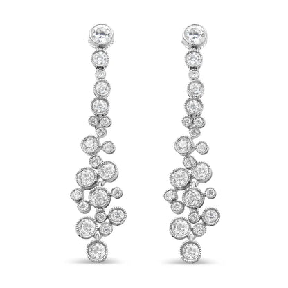 18k White Gold 3.15 Cttw Round Diamond Waterfall Drop Dangle Stud Earrings (h-i Color Vs1-vs2 Clarity) - Fine Jewelry