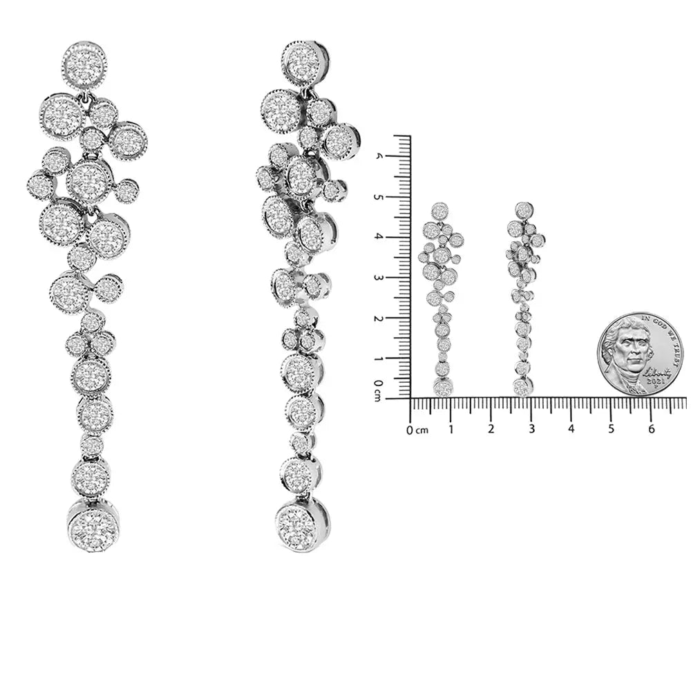 18k White Gold 3.15 Cttw Round Diamond Waterfall Drop Dangle Stud Earrings (h-i Color Vs1-vs2 Clarity) - Fine Jewelry