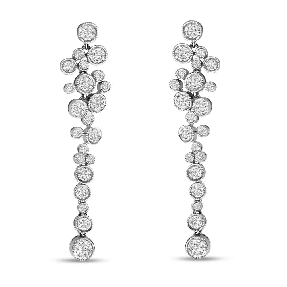 18k White Gold 3.15 Cttw Round Diamond Waterfall Drop Dangle Stud Earrings (h-i Color Vs1-vs2 Clarity) - Fine Jewelry