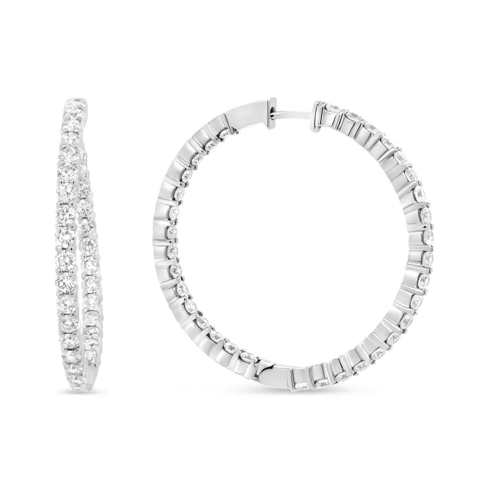 18k White Gold 3 5/8 Cttw Round Diamond Curved Inside-outside Hoop Earrings (f-g Color Vs1-vs2 Clarity) - Fine Jewelry