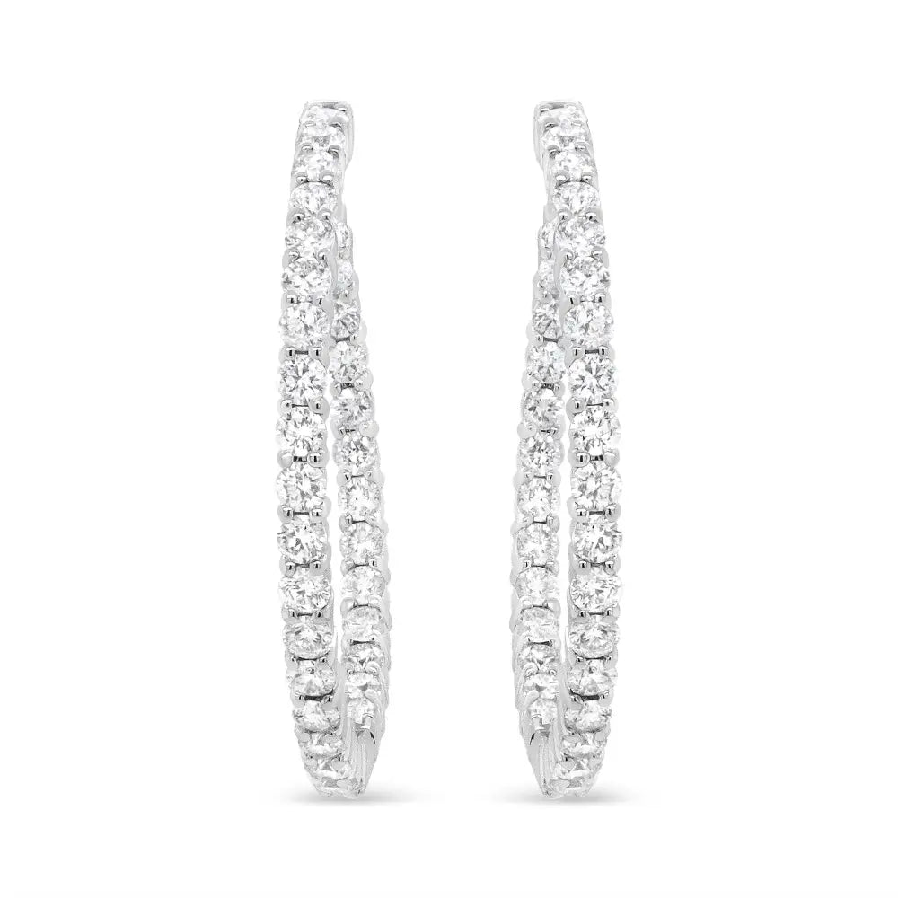 18k White Gold 3 5/8 Cttw Round Diamond Curved Inside-outside Hoop Earrings (f-g Color Vs1-vs2 Clarity) - Fine Jewelry