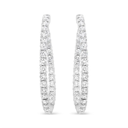 18k White Gold 3 5/8 Cttw Round Diamond Curved Inside-outside Hoop Earrings (f-g Color Vs1-vs2 Clarity) - Fine Jewelry