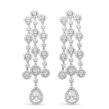 18k White Gold 4 3/4 Cttw Diamond Double Teardrop Waterfall Dangle Earrings (h-i Color Vs1-vs2 Clarity) - Fine Jewelry