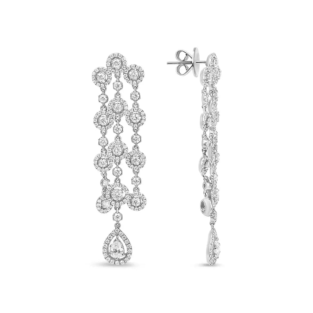 18k White Gold 4 3/4 Cttw Diamond Double Teardrop Waterfall Dangle Earrings (h-i Color Vs1-vs2 Clarity) - Fine Jewelry