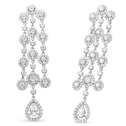 18k White Gold 4 3/4 Cttw Diamond Double Teardrop Waterfall Dangle Earrings (h-i Color Vs1-vs2 Clarity) - Fine Jewelry