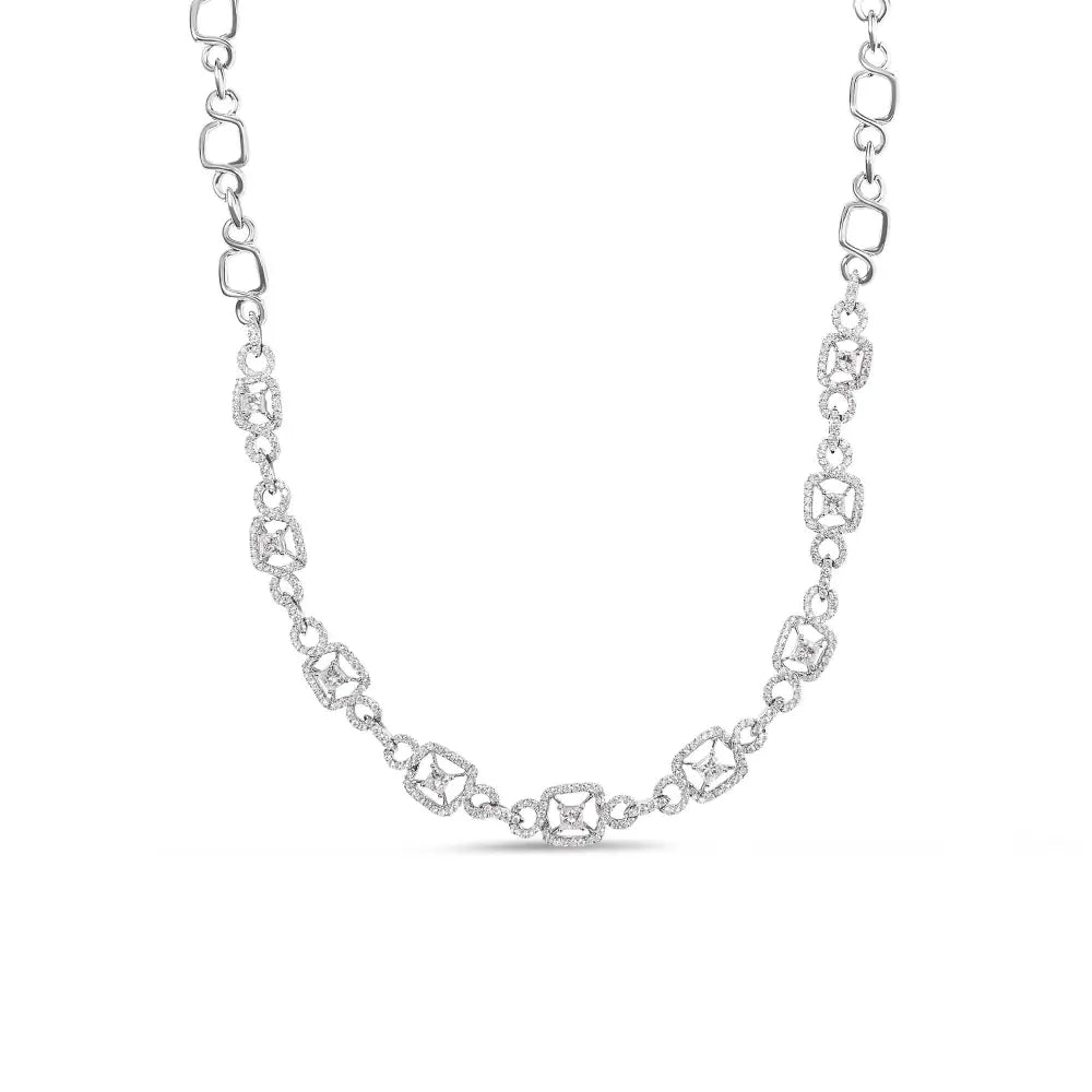 18k White Gold 5.00 Cttw Diamond ?Duchess’ Station and Link Collar Necklace (f-g Color Vs2-si1 Clarity) - 17’’