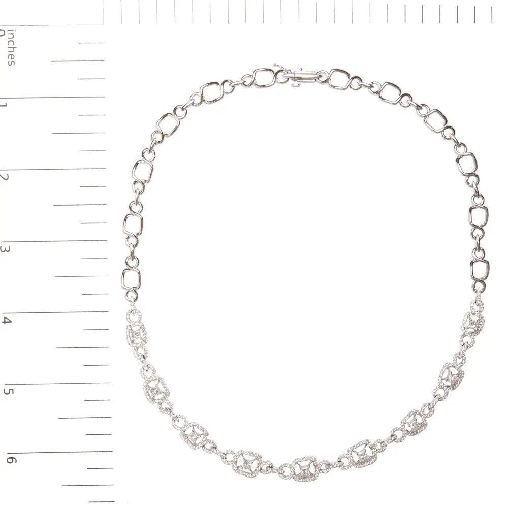 18k White Gold 5.00 Cttw Diamond ?Duchess’ Station and Link Collar Necklace (f-g Color Vs2-si1 Clarity) - 17’’