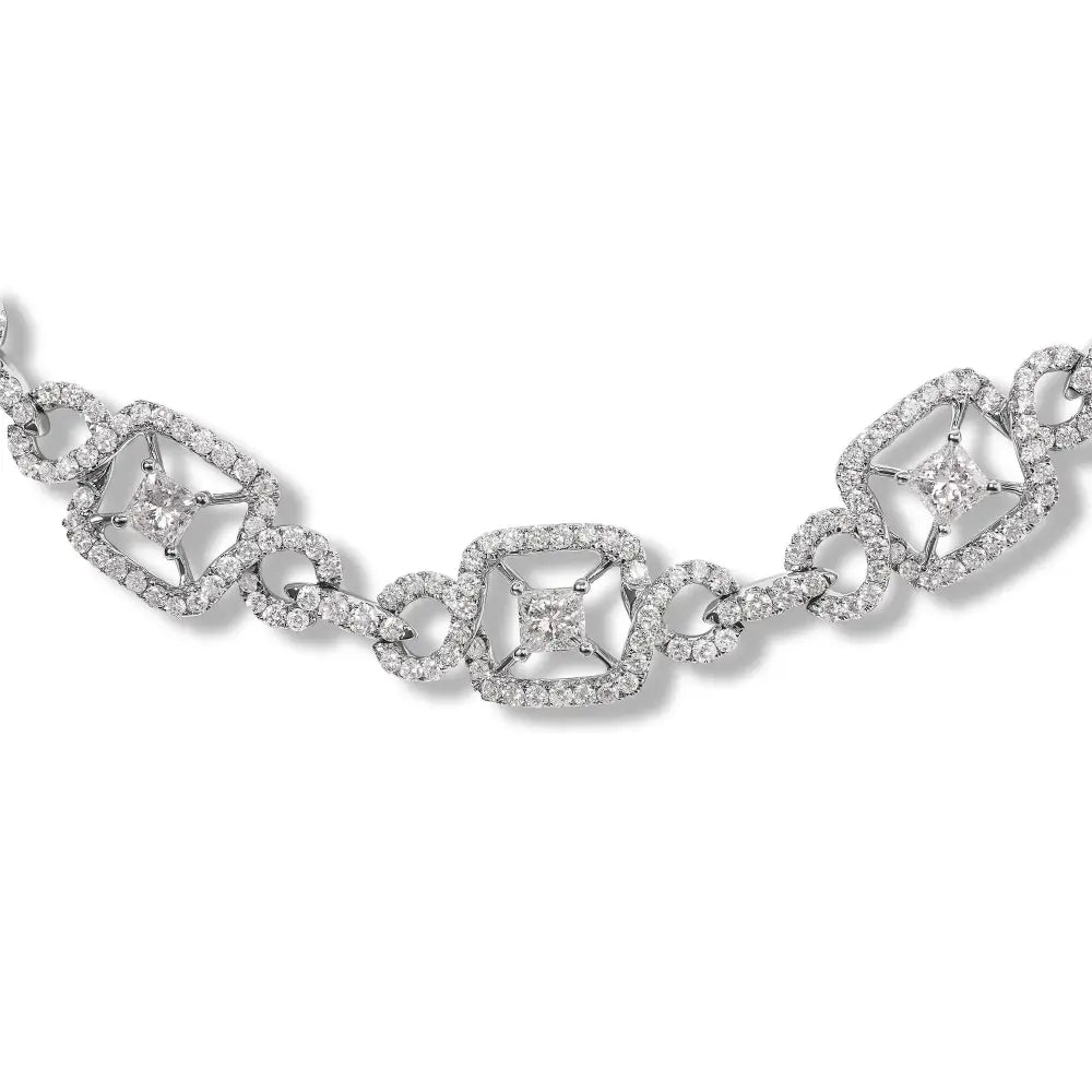 18k White Gold 5.00 Cttw Diamond ?Duchess’ Station and Link Collar Necklace (f-g Color Vs2-si1 Clarity) - 17’’