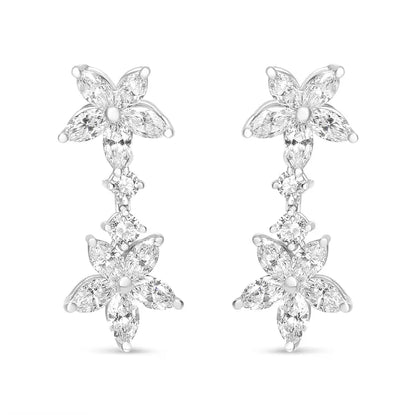 18k White Gold 6.0 Cttw Marquise Diamond Floral Dangle Drop Earrings (e-f Color Vs1-vs2 Clarity) - Fine Jewelry