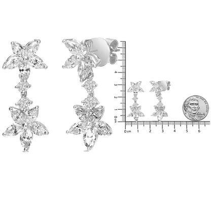 18k White Gold 6.0 Cttw Marquise Diamond Floral Dangle Drop Earrings (e-f Color Vs1-vs2 Clarity) - Fine Jewelry