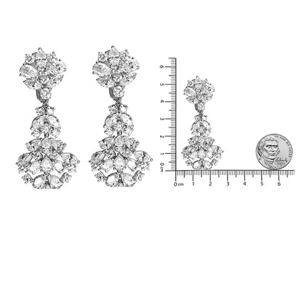 18k White Gold 9 1/2 Cttw Diamond Cluster Drop Dangle Clip-on Earrings (f-g Color Vs1-vs2 Clarity) - Fine Jewelry